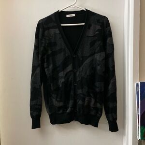 Valentino Black and Gray Camouflage Cardigan